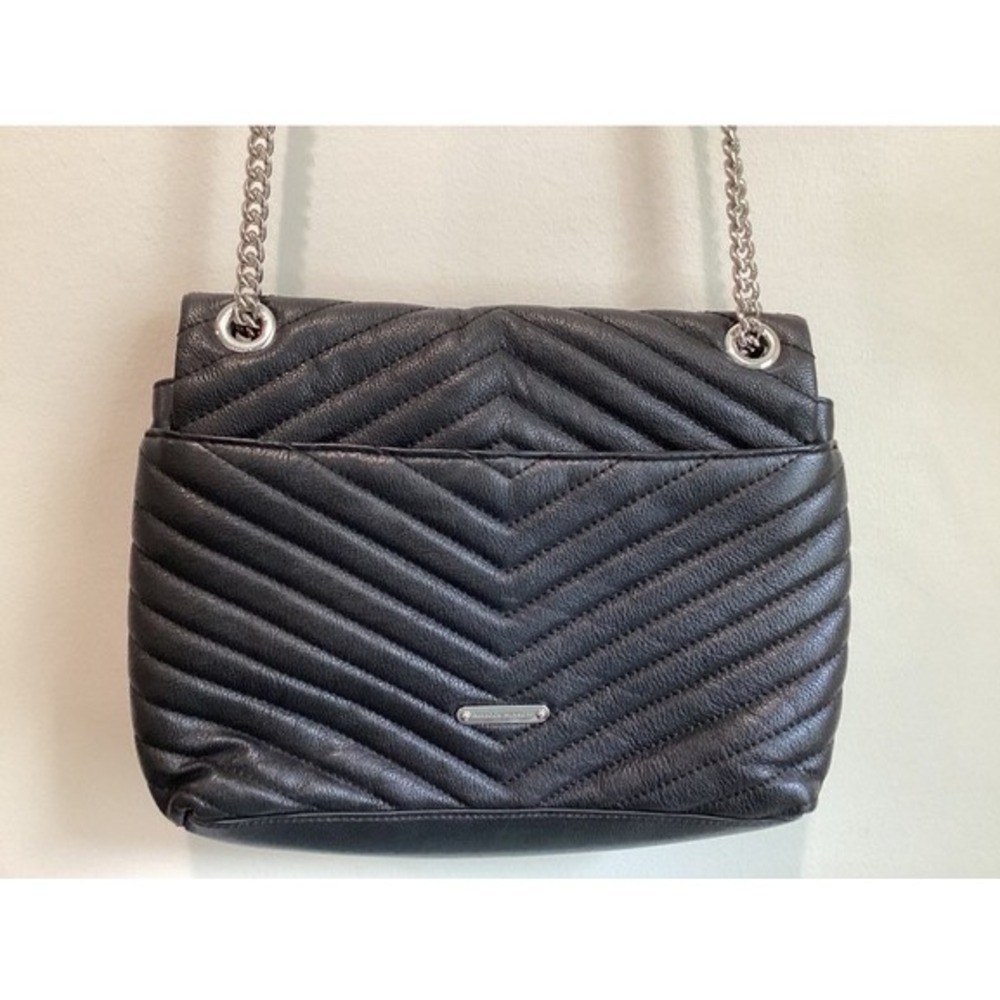 Rebecca Minkoff Edie Flap Shoulder Bag Black Quilted Leather Silver Hardware - Picture 3 of 11